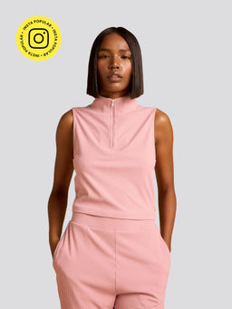 Muvazo - Blush Breeze Zip-Up Top