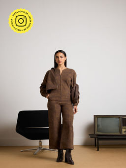Muvazo - Brown Smoky Hues Jacket Co-Ord (Set of 2)