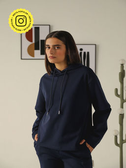 Muvazo - Navy Blue Layered Luxe Hoodie
