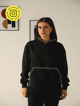 Muvazo - Black Artisan Stitch Hoodie