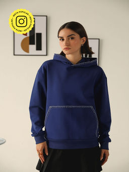 Muvazo - Blue Artisan Stitch Hoodie