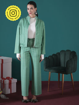 Muvazo - Plaid Of Love Green Co-Ord (Set of 2)