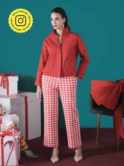 Muvazo - Xoxo Christmas Red Jacket with Pant (Set of 2)