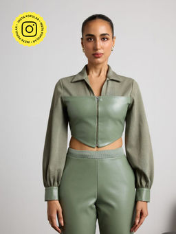 Muvazo - Green Verdant Vogue Crop Top