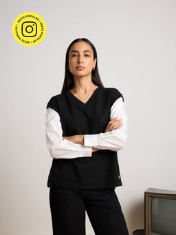 Muvazo - Black Ebony Weave Top