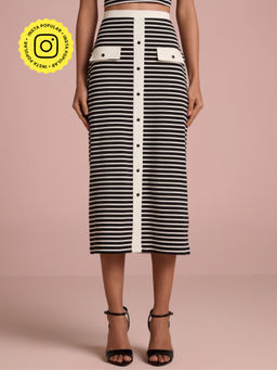 Muvazo - Monotone Muse Ribbed Fitted Skirt