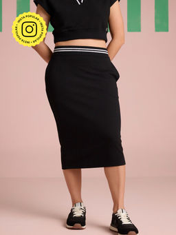 Muvazo - Black Breezy Texture Skirt