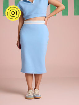 Muvazo - Sea Blue Breezy Texture Skirt