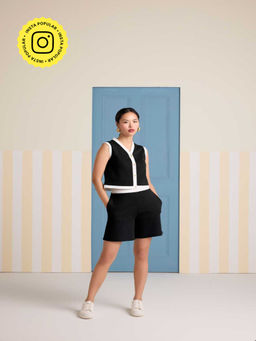 Muvazo - On-The-Go Black Solid Shirt and Shorts (Set of 2)