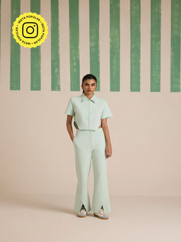 Muvazo - Spruce Slit Cool Matcha Co-Ord (Set of 2)