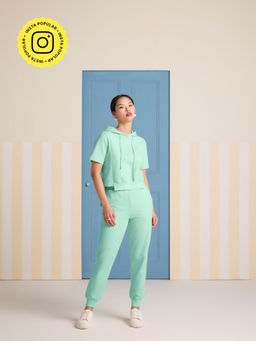 Muvazo - Matcha Muse Green Solid Co-Ord (Set of 2)