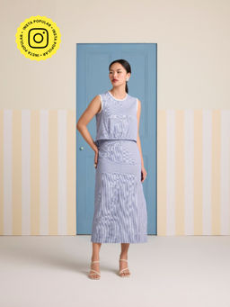 Muvazo - Nautical Blue Stripe Top and Skirt (Set of 2)