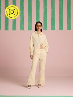 Muvazo - Yellow Linen Luxe Gathered Co-Ord (Set of 2)