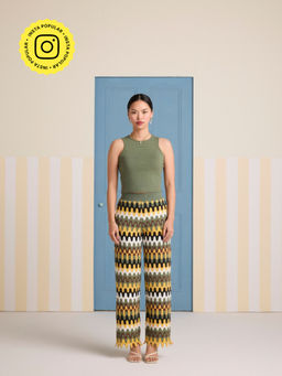 Muvazo - Mermaid Flow Printed Crop Top and Pant (Set of 2)