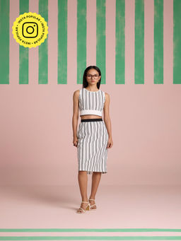 Muvazo - Monochrome Muse Printed Top and Skirt (Set of 2)