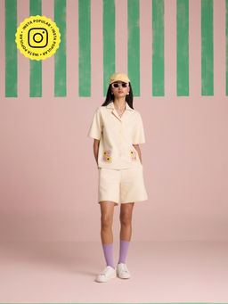 Muvazo - Meringue Crochet Stitch Shirt and Shorts (Set of 2)