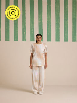 Muvazo - Latte Stride Stripes Co-Ord (Set of 2)