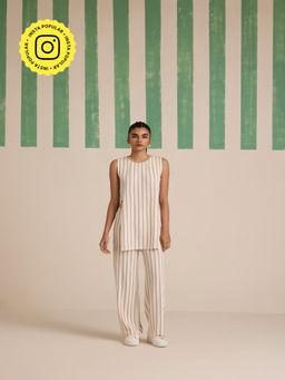 Muvazo - Latte Layer Stripes Co-Ord (Set of 2)