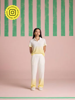 Muvazo - Serene Stitch Ombre Butter Yellow Co-Ord (Set of 2)
