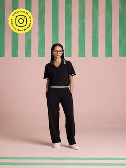 Muvazo - Breezy Black Solid Co-Ord (Set of 2)