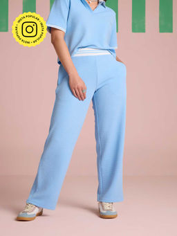 Muvazo - Blue Breezy Texture Pant