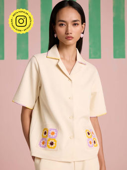 Muvazo - Meringue Crochet Stitch Peach Shirt