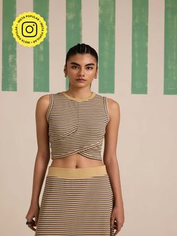 Muvazo - Hazel Hug Rib Beige Crop Top