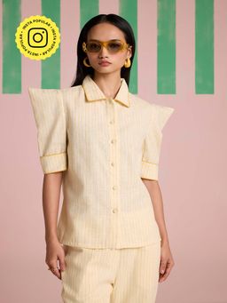 Muvazo - Linen Conical Yellow Shirt