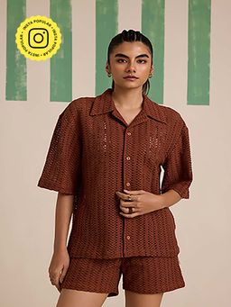 Muvazo - Cacao Weave Brown Shirt