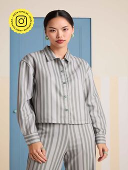 Muvazo - Fern Streak Overlap Grey Shirt