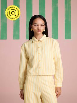 Muvazo - Buttercup Overlap Stripe Yellow Shirt