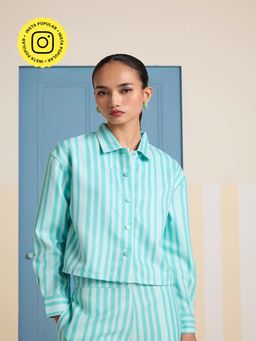 Muvazo - Blue Stride Overlap Shirt