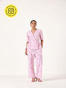 Muvazo - Pink Floral Textured Co-Ord (Set of 2)