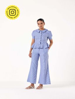 Muvazo - Blue Peppy Peplum Co-Ord (Set of 2)