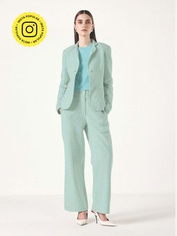Muvazo - Blue Pasteli Tank Top With Blazer And Pant (Set of 3)
