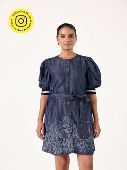 Muvazo - Blue Riviera Palm Dress with Belt (Set of 2)