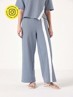Muvazo - Blue Mini Grid Jacquard Pant
