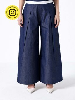 Muvazo - Blue Eleva Solid Denim Pant
