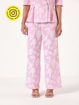 Muvazo - Pink Floral Printed Pant
