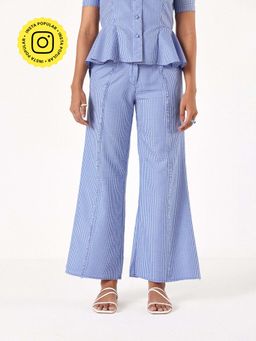 Muvazo - Blue Peppy Cotton Checks Pant