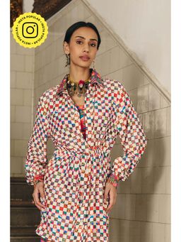 Muvazo - Kaleido Grid Collar Shirt
