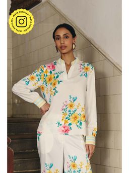 Muvazo - White Botanica Dobby Top