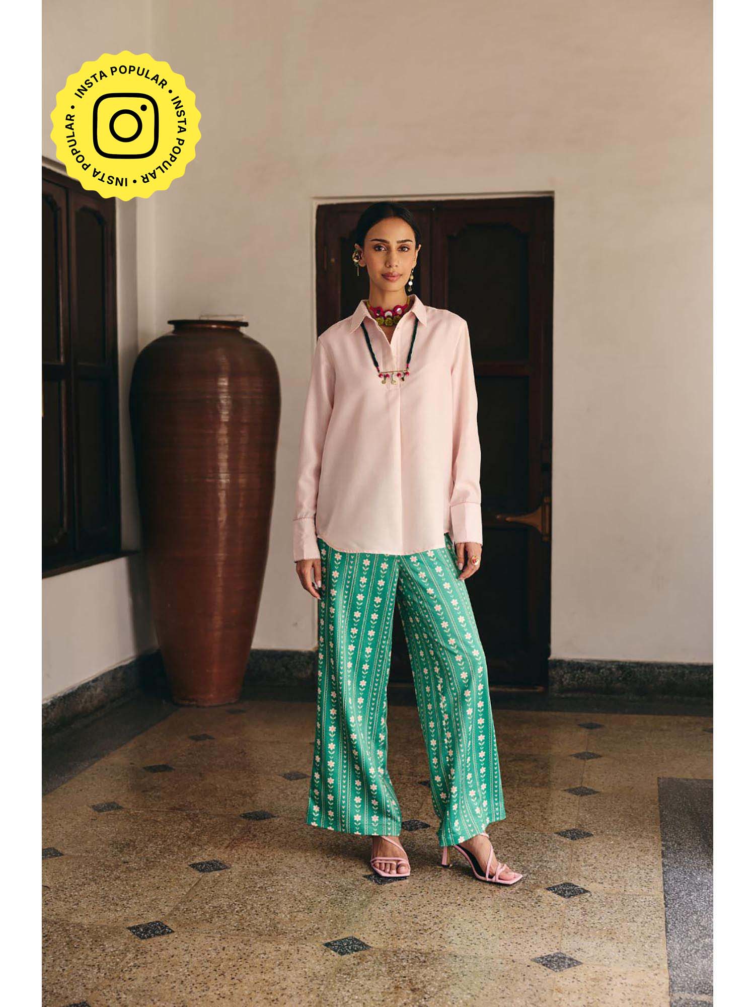 muvazo Green Coast Floral Printed Pant-picture-24