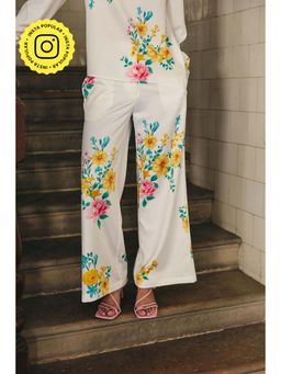 Muvazo - White Botanica Printed Pant