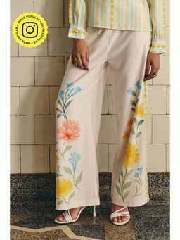 Muvazo - Off White Floral Pant