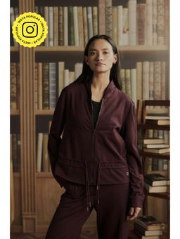 Muvazo - Wine Halflan Zip 'up Jacket