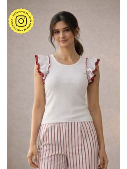 Muvazo - Snuggle Frill White Cotton Top