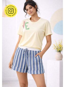 Muvazo - Love Yellow Pure Cotton Round Neck T-shirt