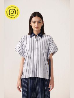 Muvazo - Work form Collared Striped Shirt