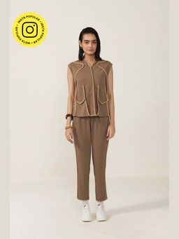 Muvazo - Safari Luxe Brown Top With Pant Co-Ords
